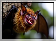 Nietoperz, Brązowy, Uśmiech, Grafika AI