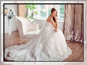 Kobieta, Panna młoda, Suknia, Biała, Ślub, Pokój, Okno