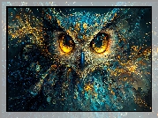 Sowa, Żółte, Oczy, Grafika AI