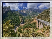 Góry, Łańcuch Górski, Pireneje, Francja, Droga, Most, Pont du Vecchio