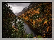 Góry, Jesień, Rzeka, Malbaie River, Prowincja Quebec, Kanada