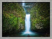 Most, Omszałe, Skały, Wodospad, Multnomah Falls, Stan Oregon, Stany Zjednoczone
