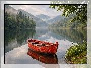 Jezioro, Łódka, Czerwona, Góry